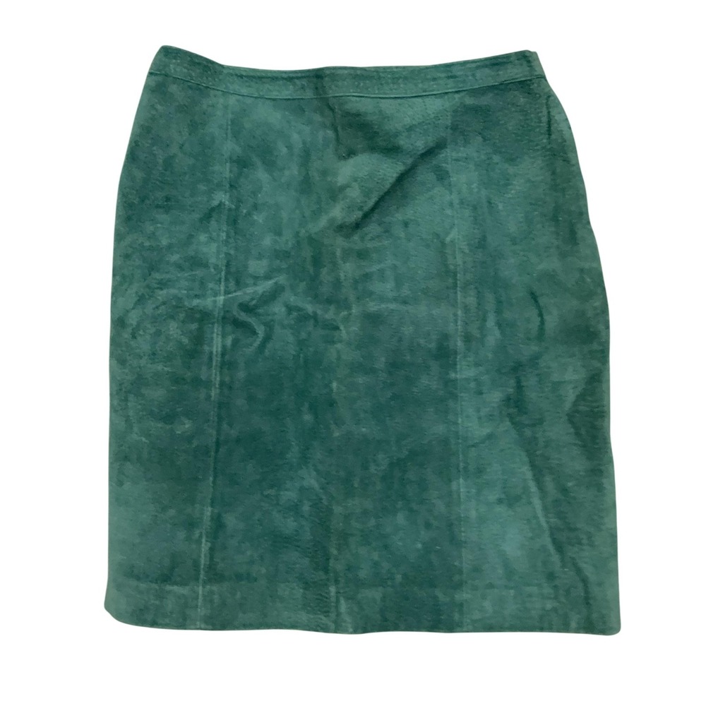 Vintage Jay Jacobs Skirt Womens Green Suede Pencil Mini Lined Zip Back Short